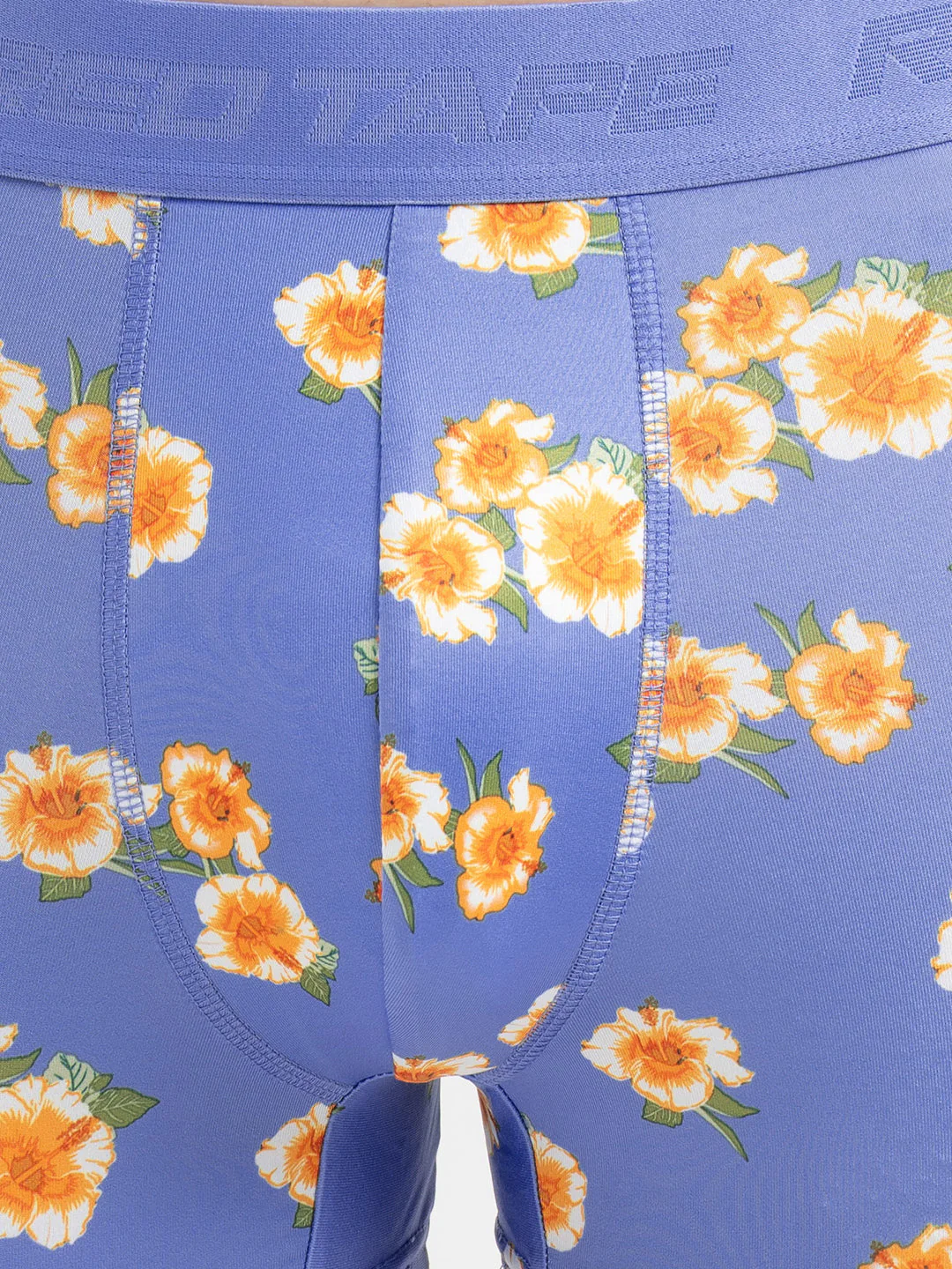 Men's Blue Printed Elasticated Polyester Stretched Woven Trunk - Image 5