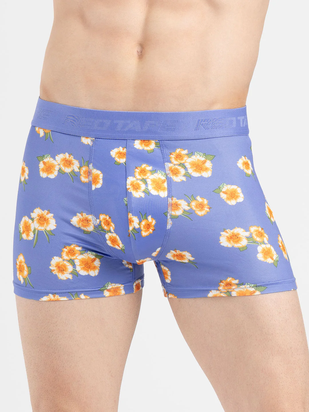 Men's Blue Printed Elasticated Polyester Stretched Woven Trunk - Image 6