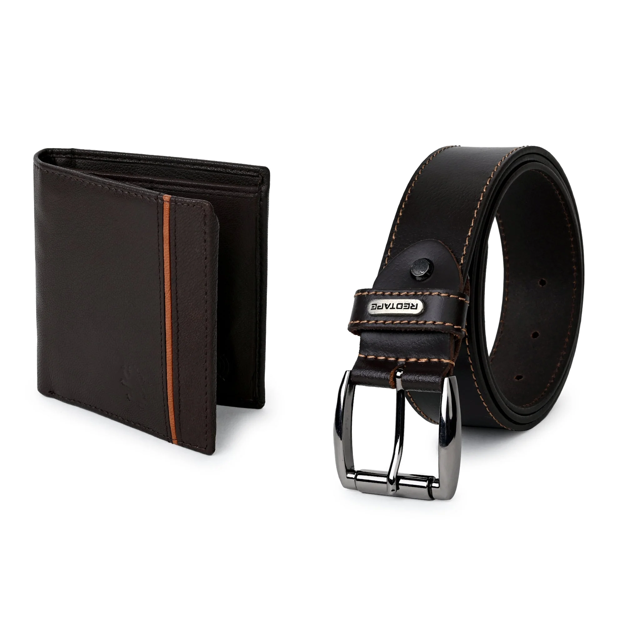 Men’s Brown Genuine Leather Wallet and Belt Combo Gift Set - Image 2