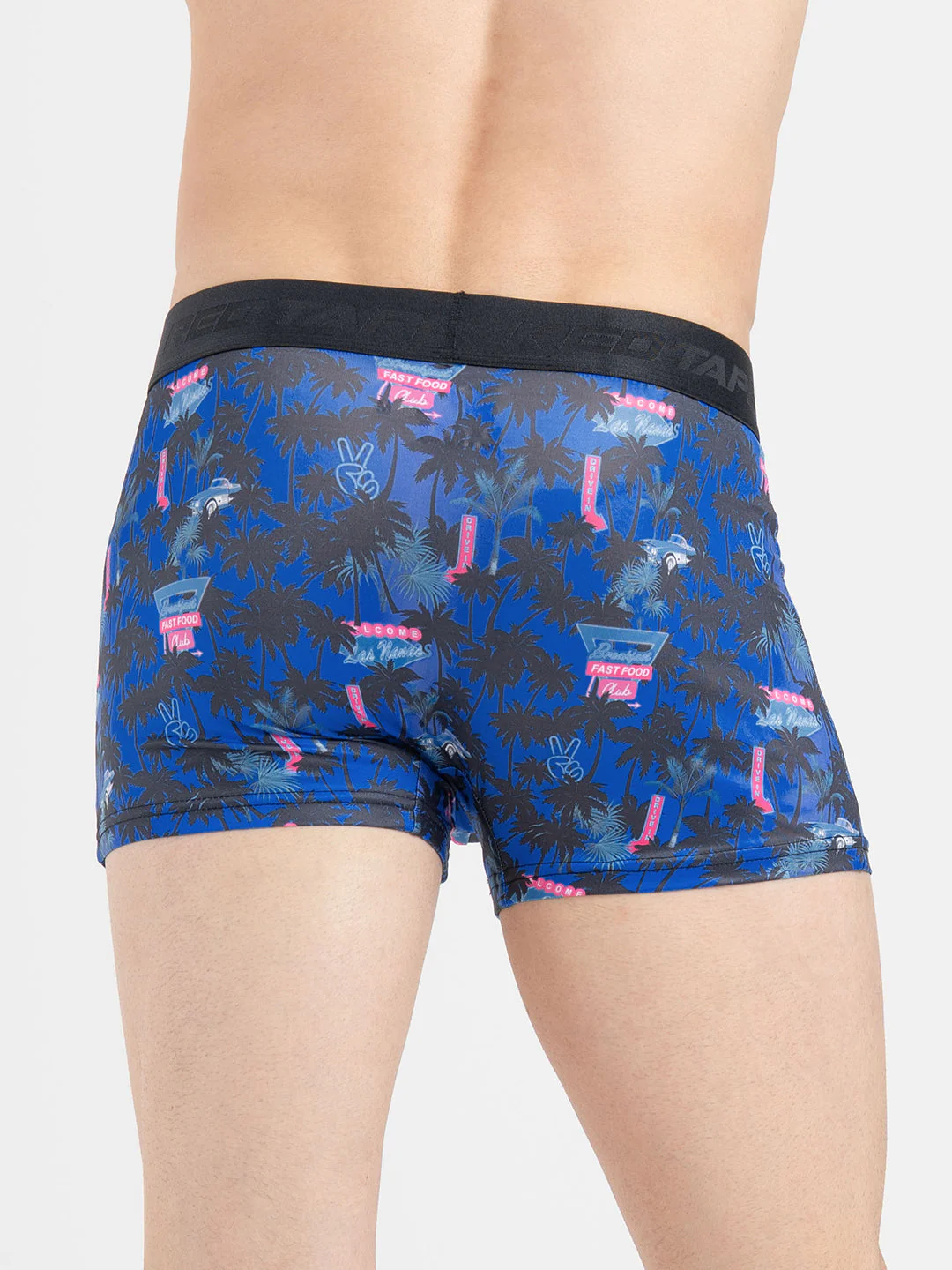 Men's Dark Blue Printed Elasticated Polyester Stretched Woven Trunk - Image 4