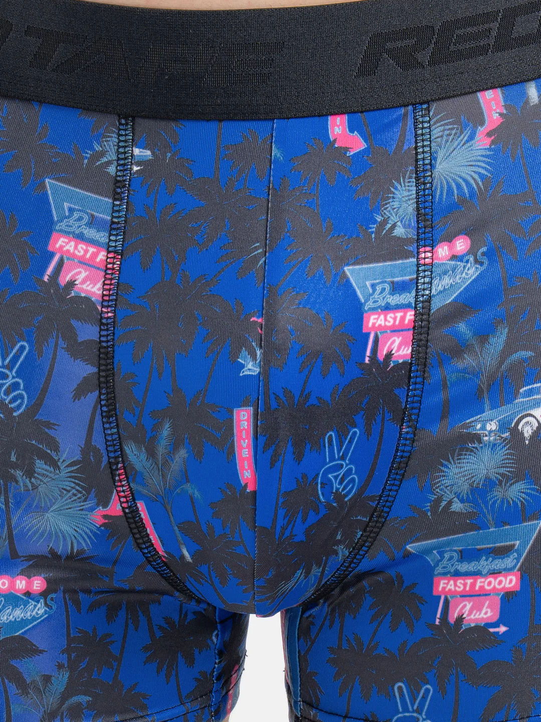 Men's Dark Blue Printed Elasticated Polyester Stretched Woven Trunk - Image 5