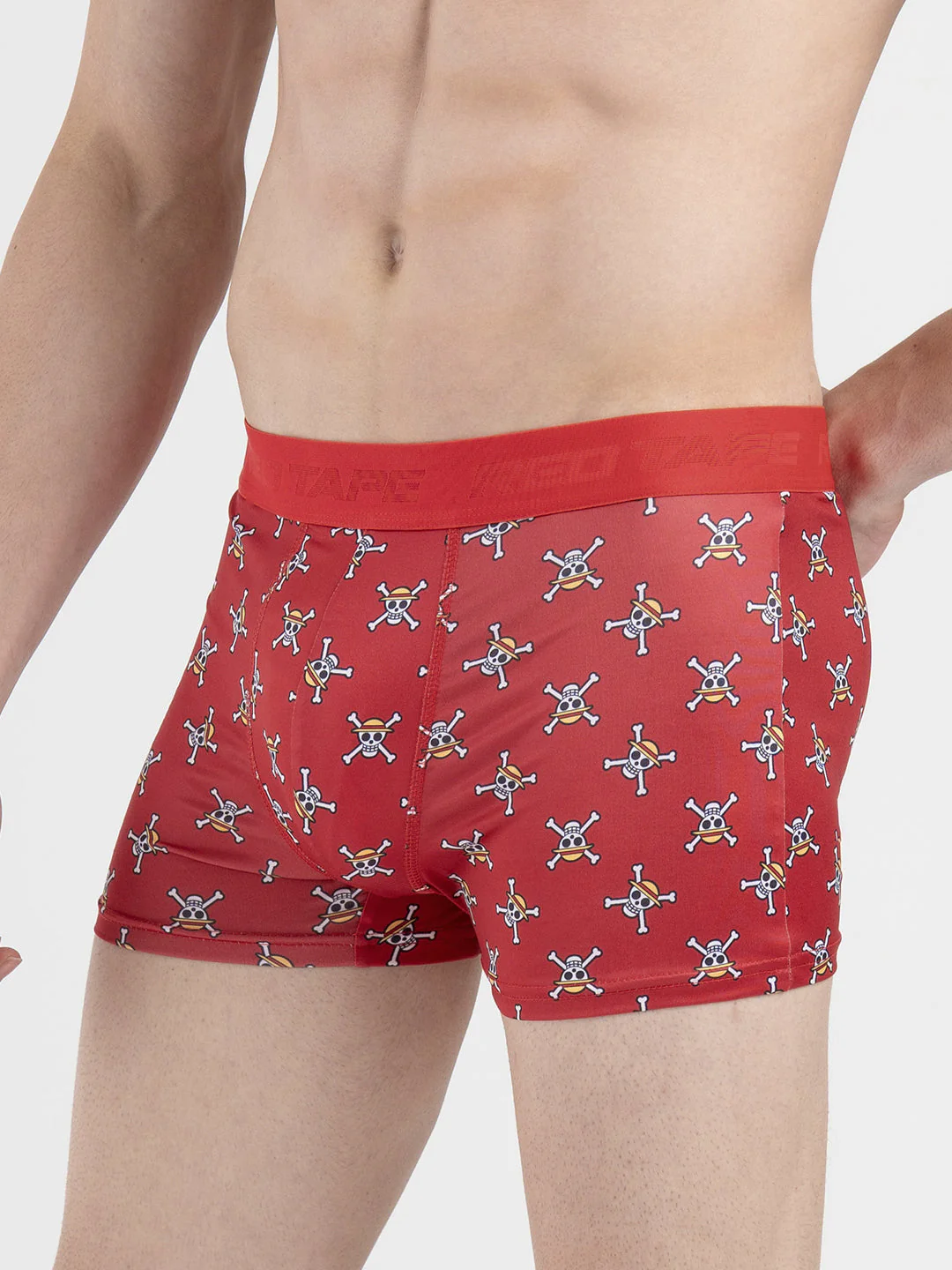 Men's Deep Red Printed Elasticated Polyester Stretched Woven Trunk - Image 3