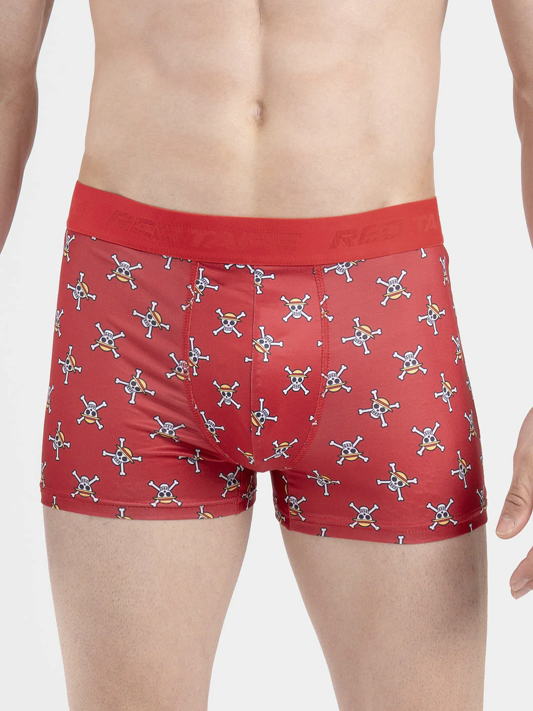 Men's Deep Red Printed Elasticated Polyester Stretched Woven Trunk - Image 6