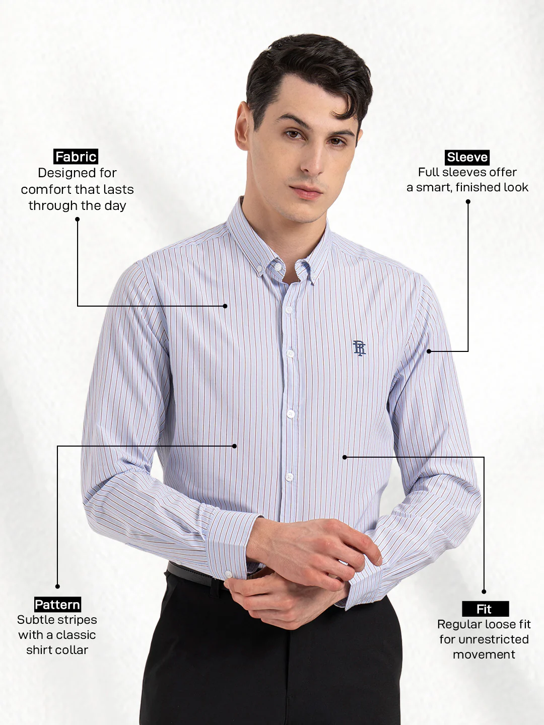 Men's Full Sleeve Striped Shirt - Image 2