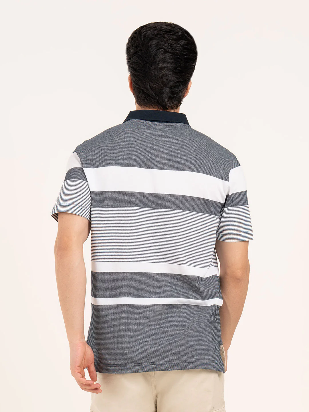Menâ€™s Horizontal Stripe Polo T-Shirt - Image 6