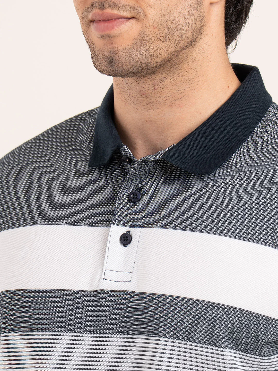 Menâ€™s Horizontal Stripe Polo T-Shirt - Image 7