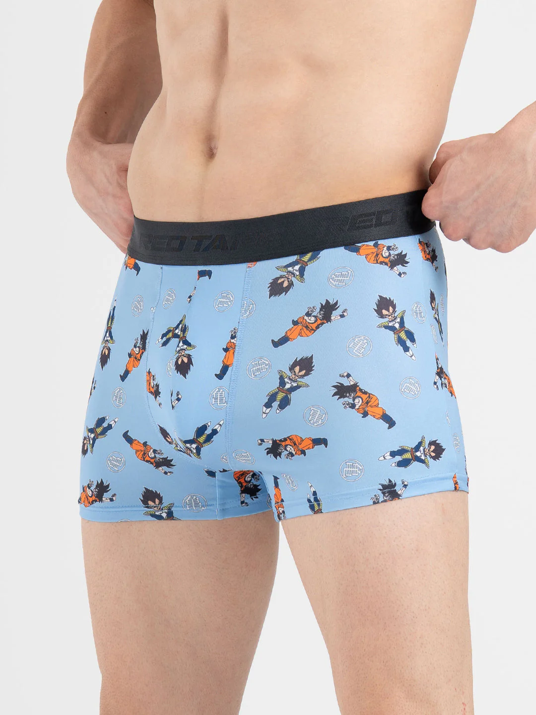 Men's Light Blue Printed Elasticated Polyester Stretched Woven Trunk - Image 3