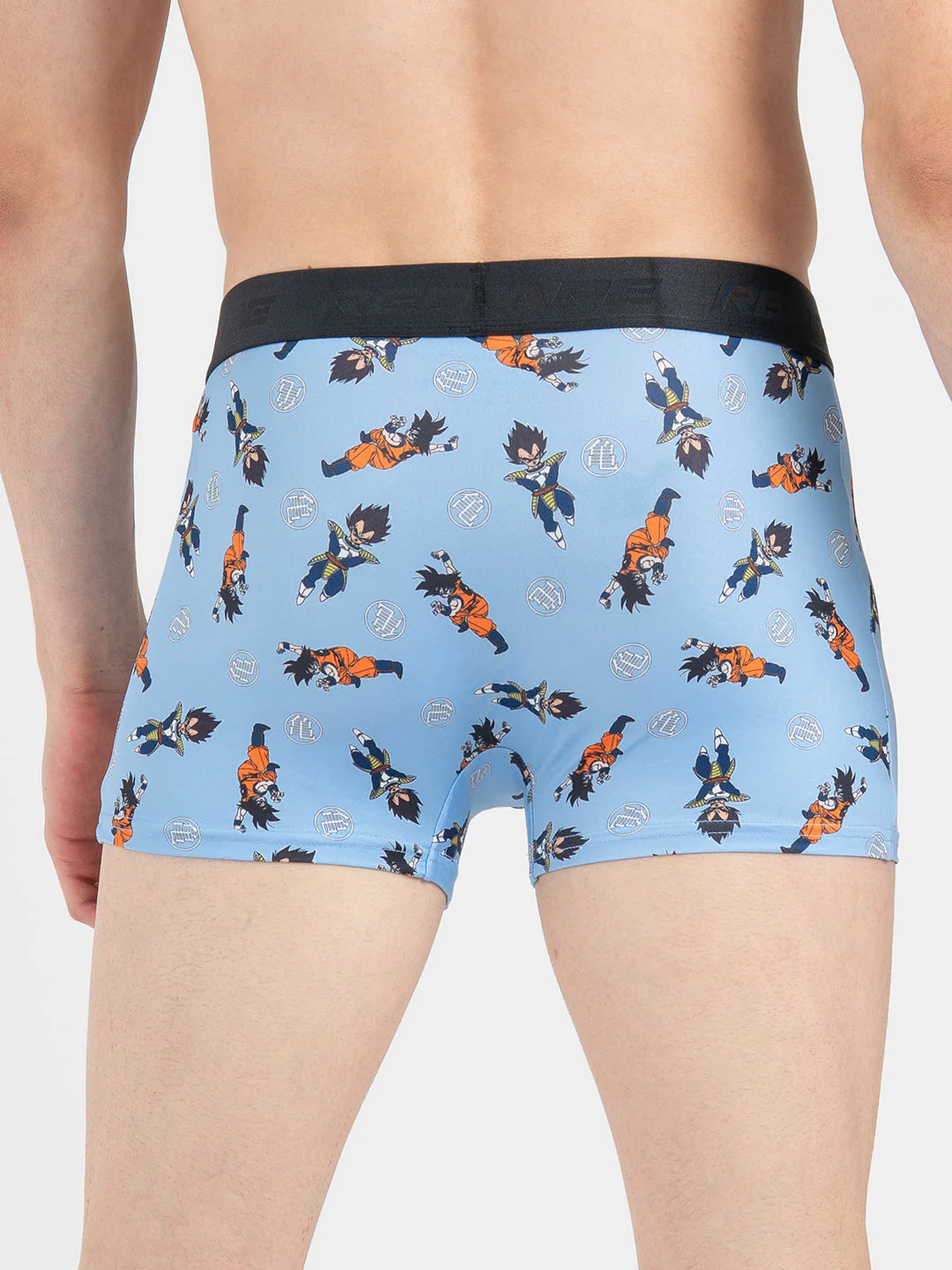 Men's Light Blue Printed Elasticated Polyester Stretched Woven Trunk - Image 4