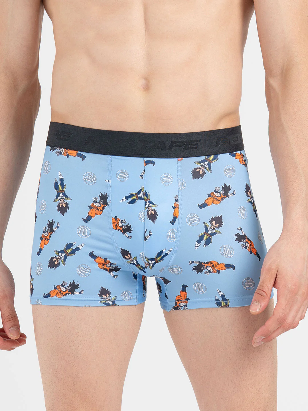 Men's Light Blue Printed Elasticated Polyester Stretched Woven Trunk - Image 6