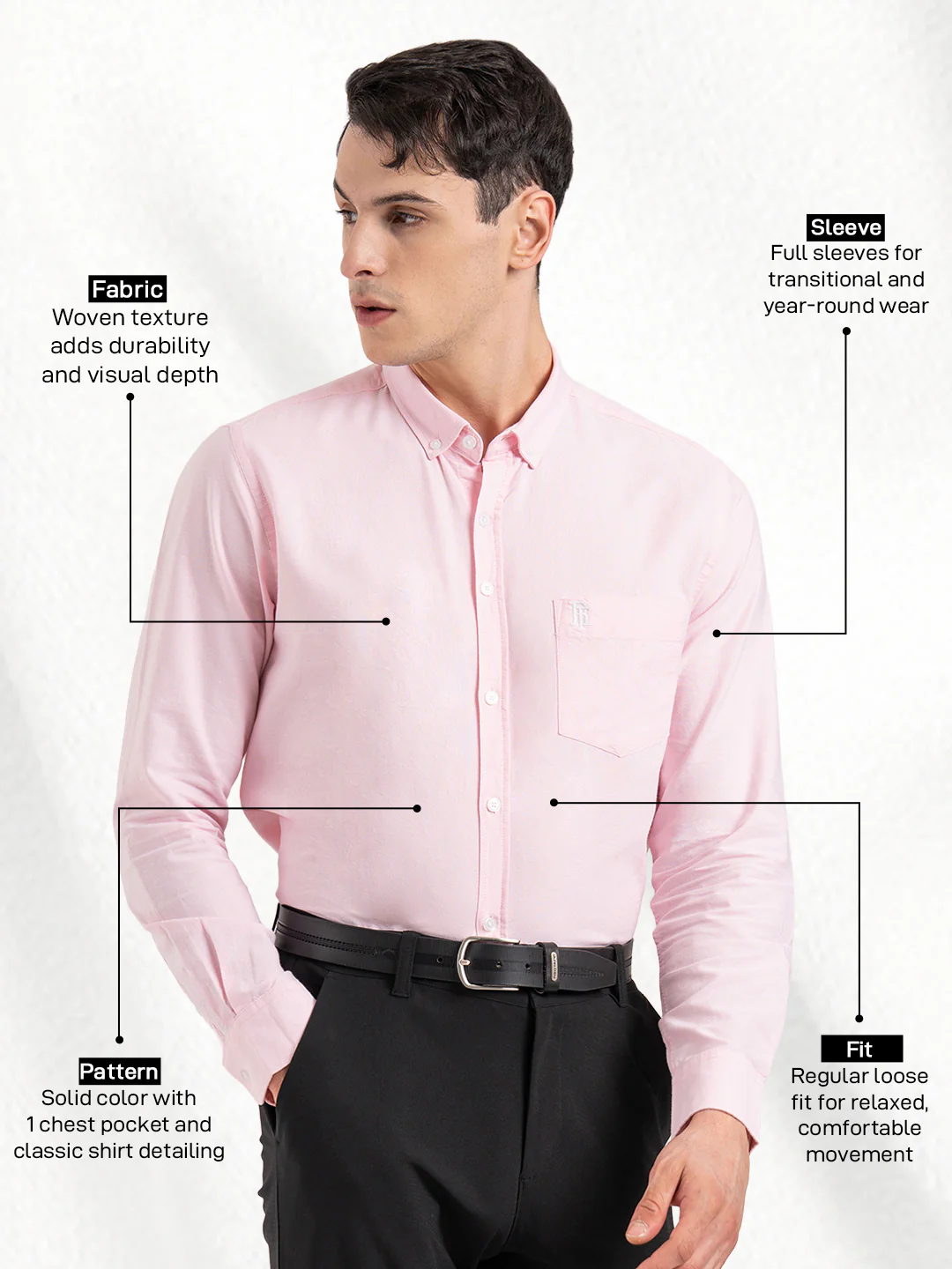 Men's Solid Oxford Shirt - Image 2