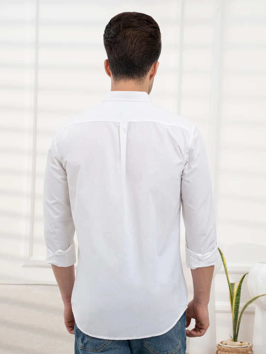 Men's  Solid Pure Cotton Poplin Bio Washed Shirt - Image 5
