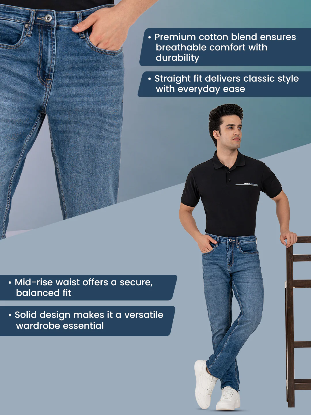 Men's Straight Fit Jeans for Classic Everyday Style - Image 2