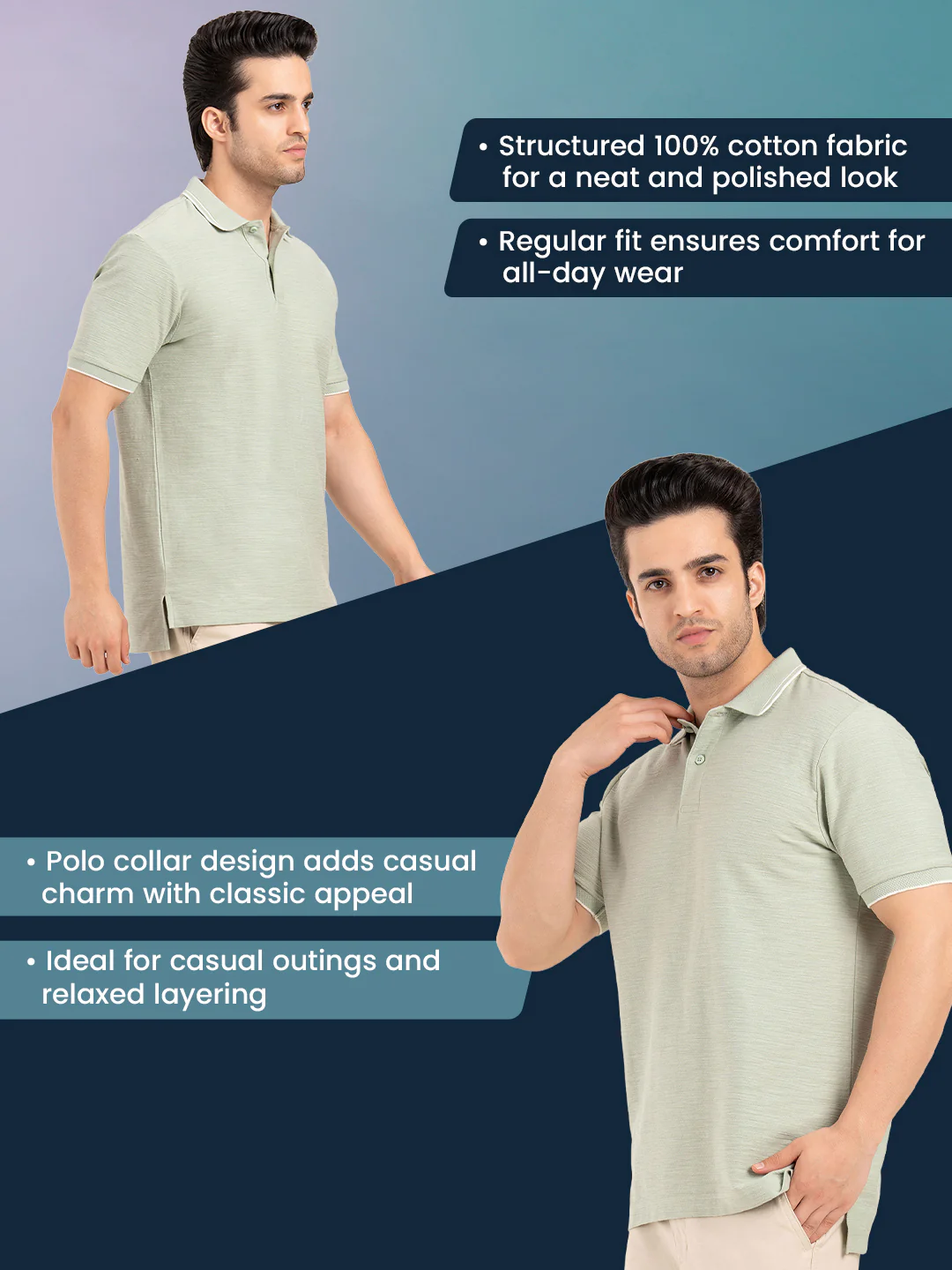 Menâ€™s Structured Cotton Polo T-Shirt - Image 2