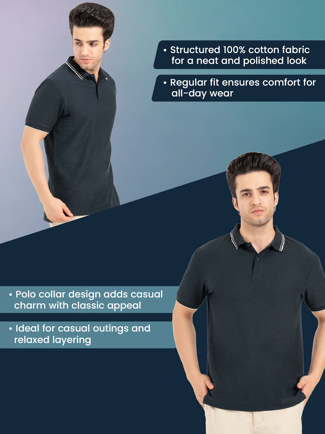Menâ€™s Structured Cotton Polo T-Shirt - Image 2