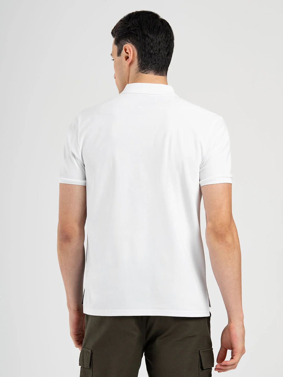 Men's White Stripe Sports Polo T-Shirt - Image 3