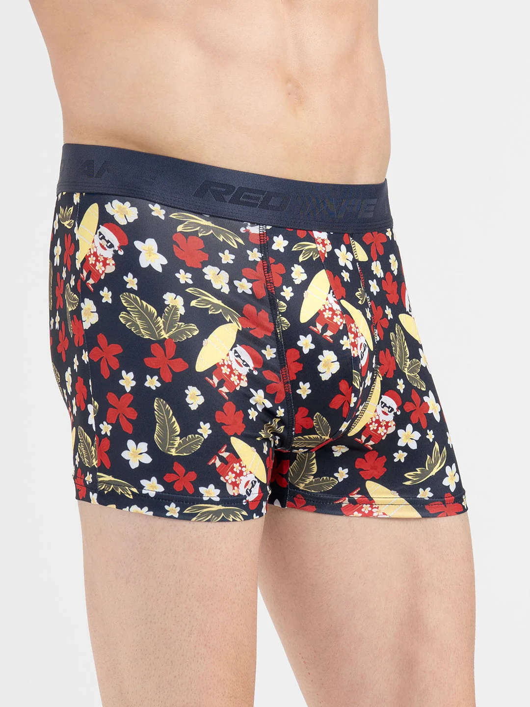 Men's Black Printed Elasticated Polyester Stretched Woven Trunk - Image 3
