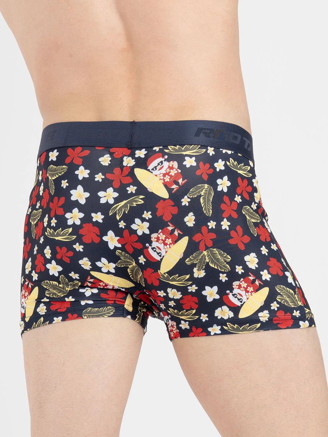 Men's Black Printed Elasticated Polyester Stretched Woven Trunk - Image 4