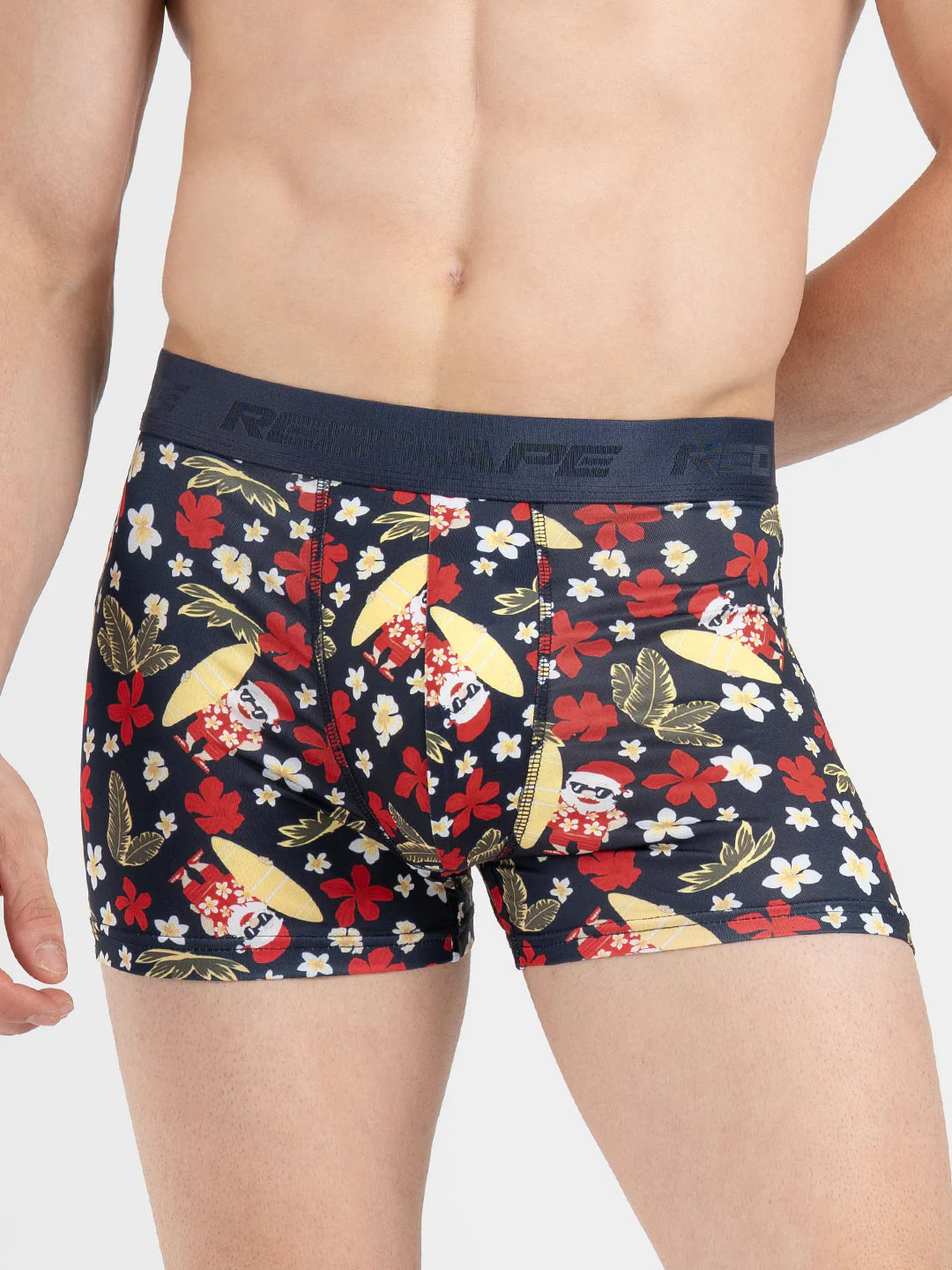 Men's Black Printed Elasticated Polyester Stretched Woven Trunk - Image 6