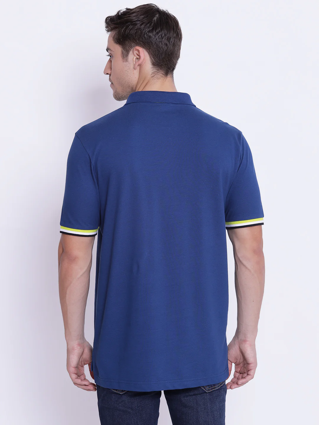 Men's Airforce Blue CollaRed T-Shirt - Image 3