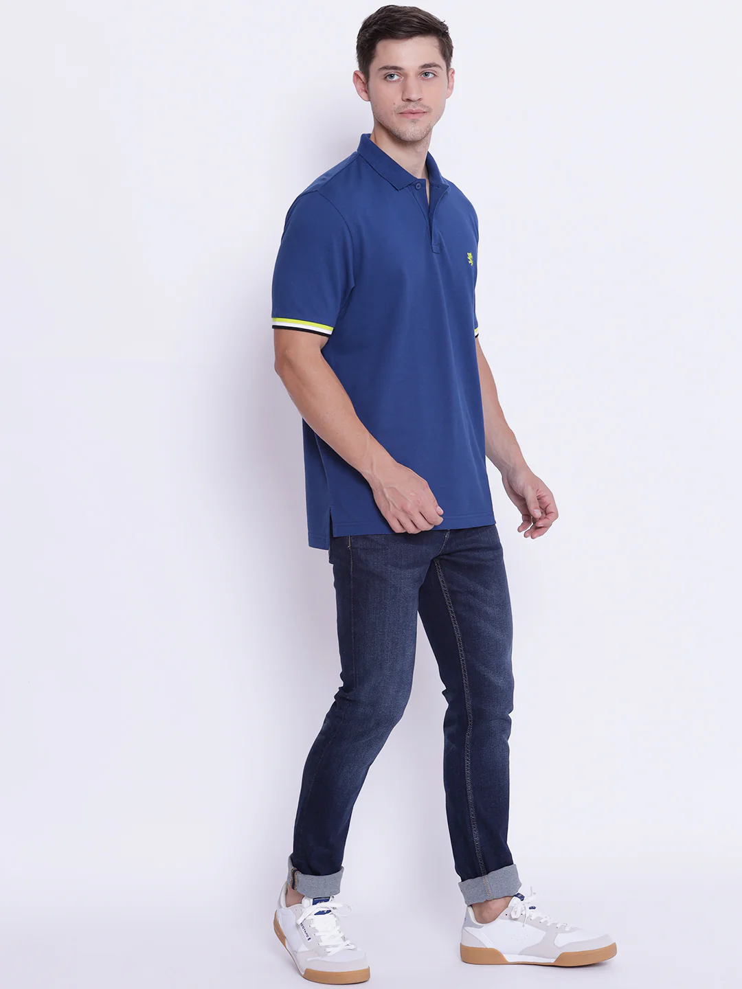 Men's Airforce Blue CollaRed T-Shirt - Image 5
