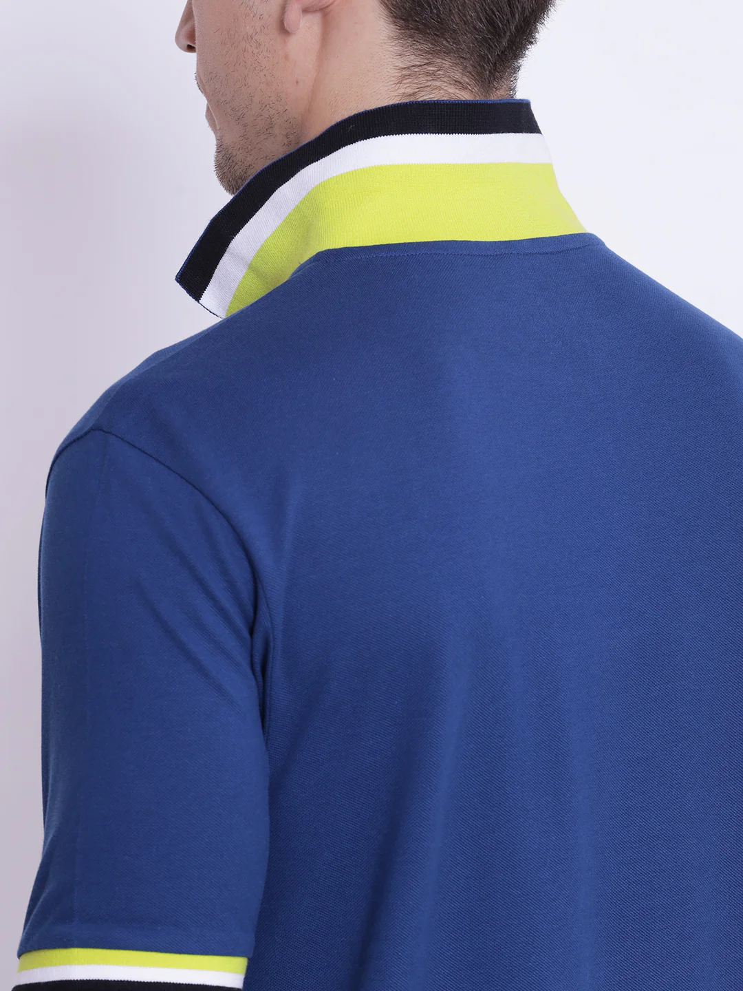 Men's Airforce Blue CollaRed T-Shirt - Image 7