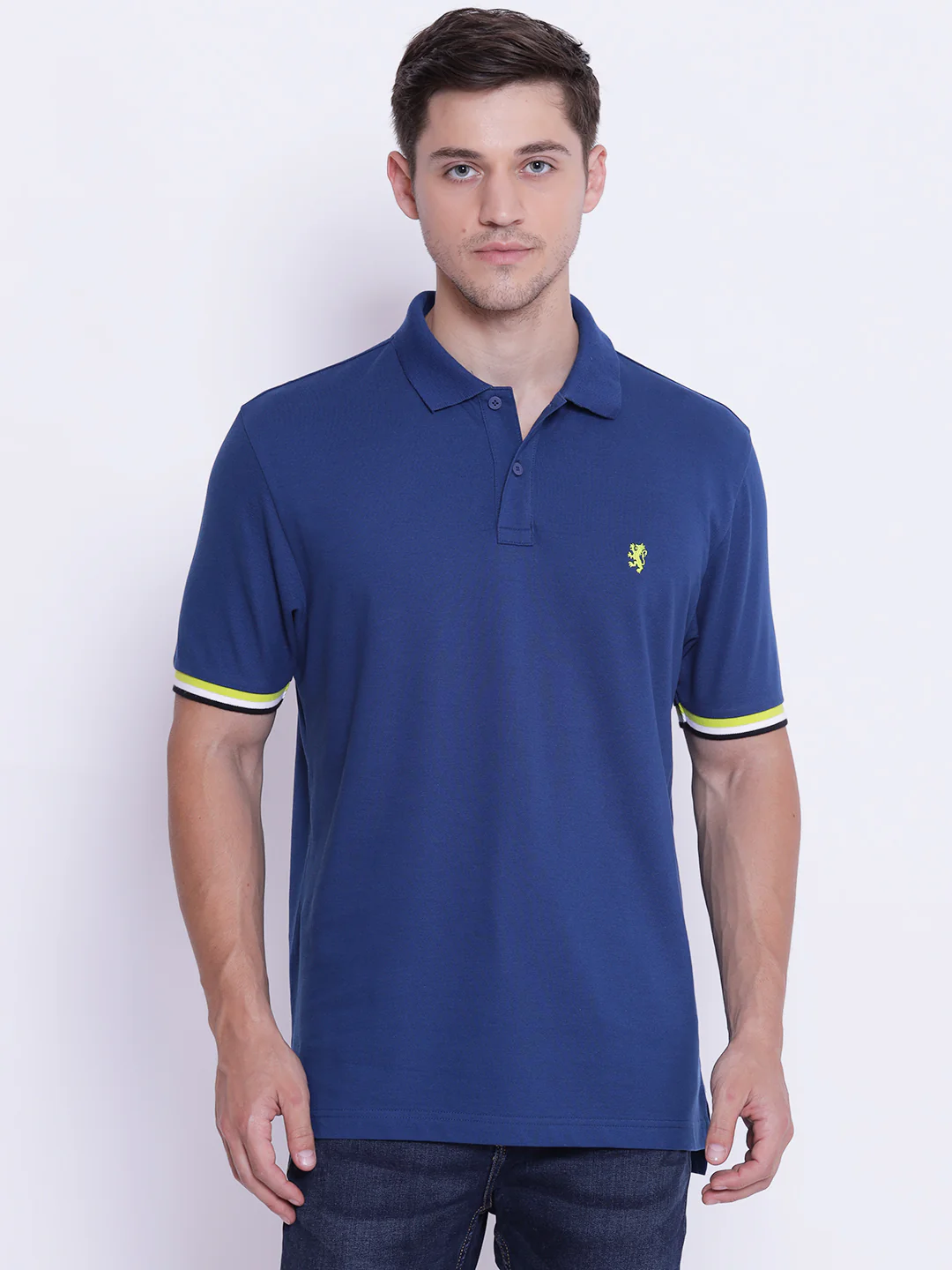 Men's Airforce Blue CollaRed T-Shirt - Image 8