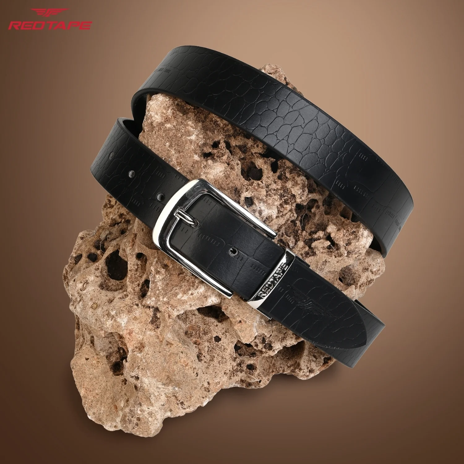 Men's Black and Brown Formal Leather Belt - Image 3