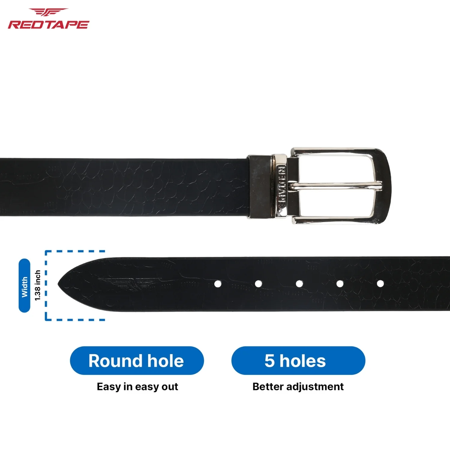 Men's Black and Brown Formal Leather Belt - Image 5