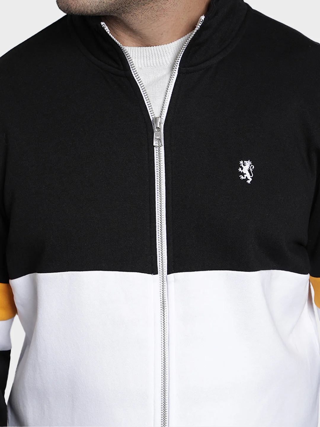 Men's Black Color Block Cotton Polyester Sweatshirt - Image 4