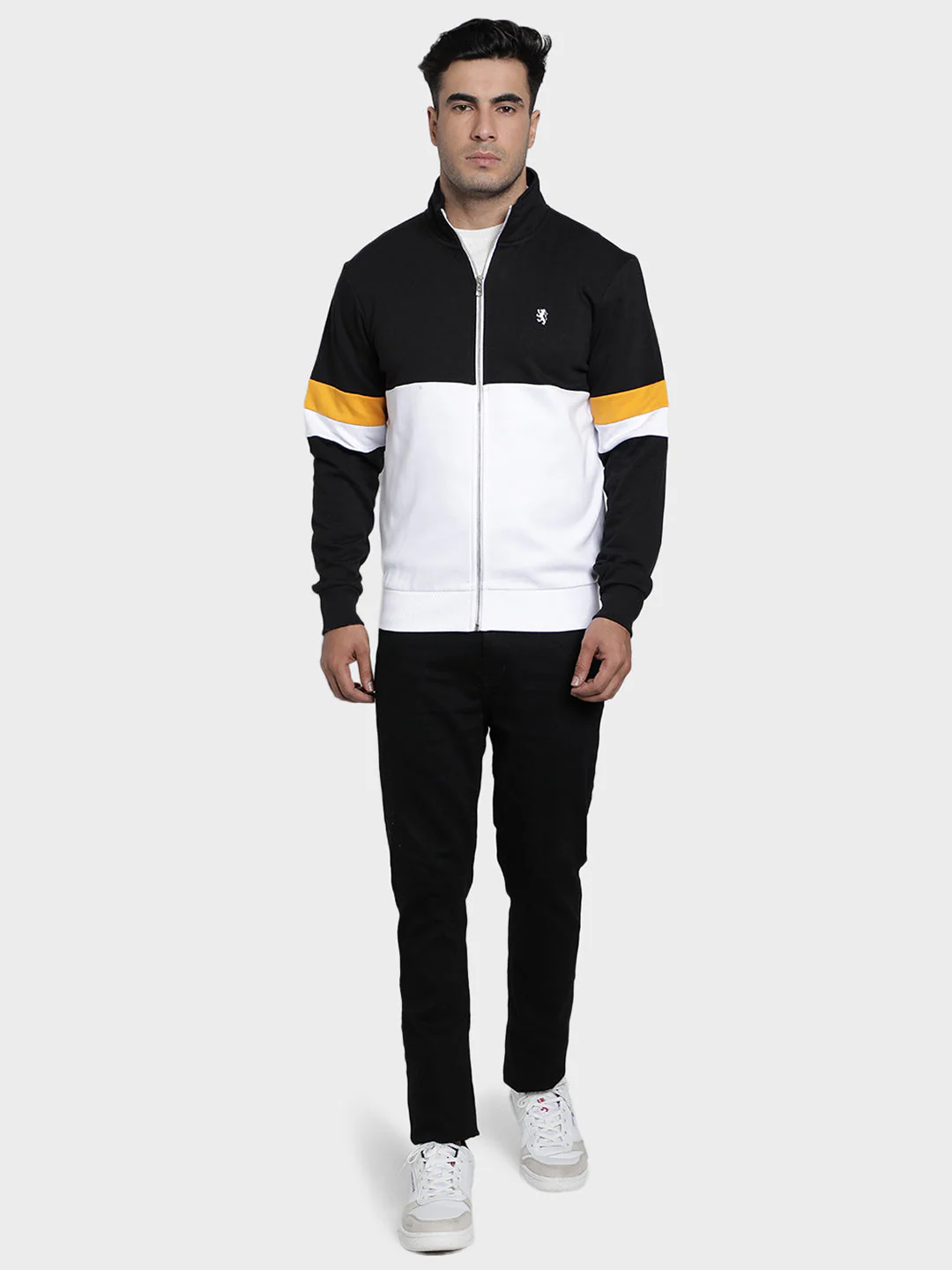 Men's Black Color Block Cotton Polyester Sweatshirt - Image 5