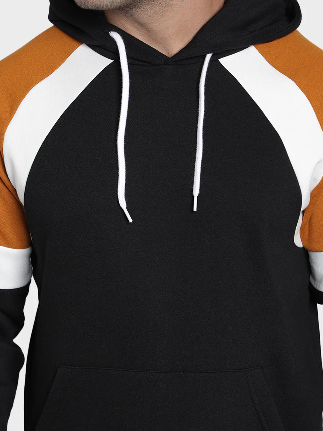 Men's Black Color Block Cotton Polyester Sweatshirt - Image 4