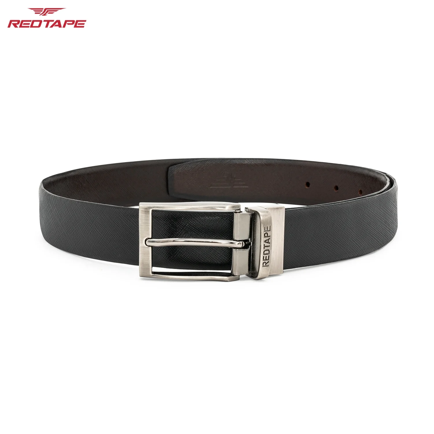 Men's Black Dark Brown Reversible Leather Belt - Image 4