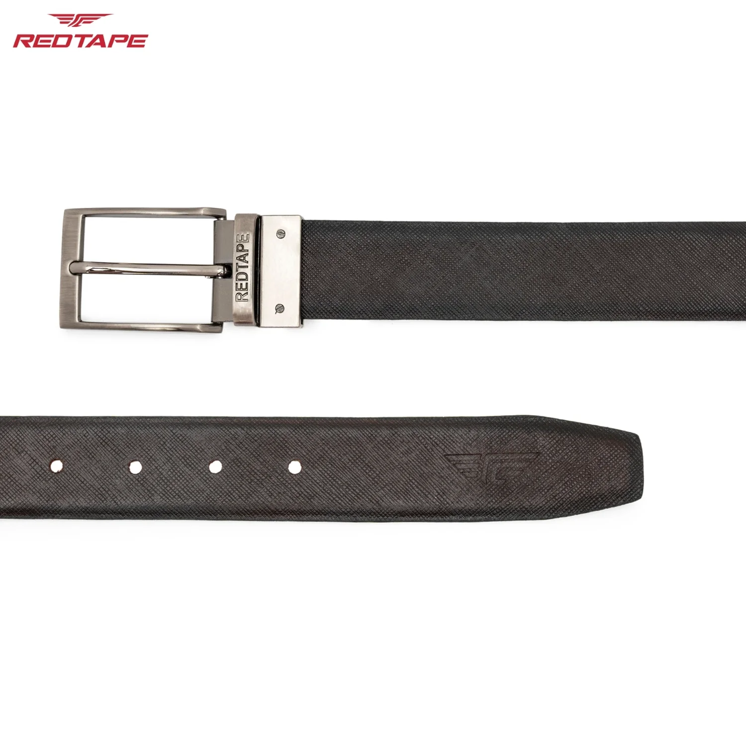 Men's Black Dark Brown Reversible Leather Belt - Image 6