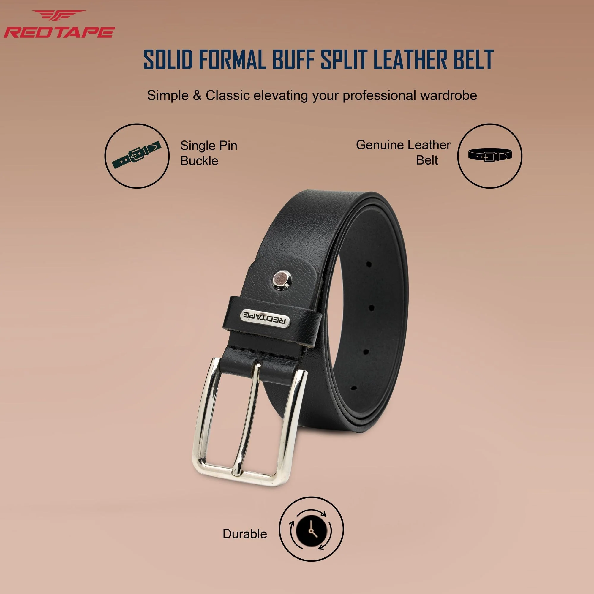 Men's Black Formal Leather Belt - Image 3