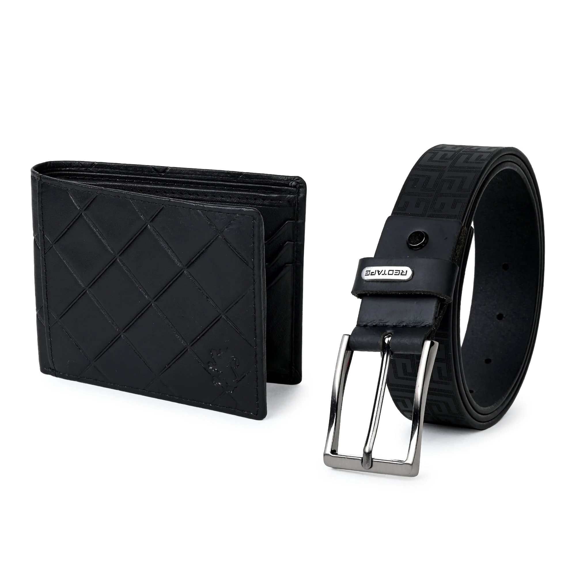 Men's Black Genuine Leather Wallet & Belt Combo Gift Set - Image 2