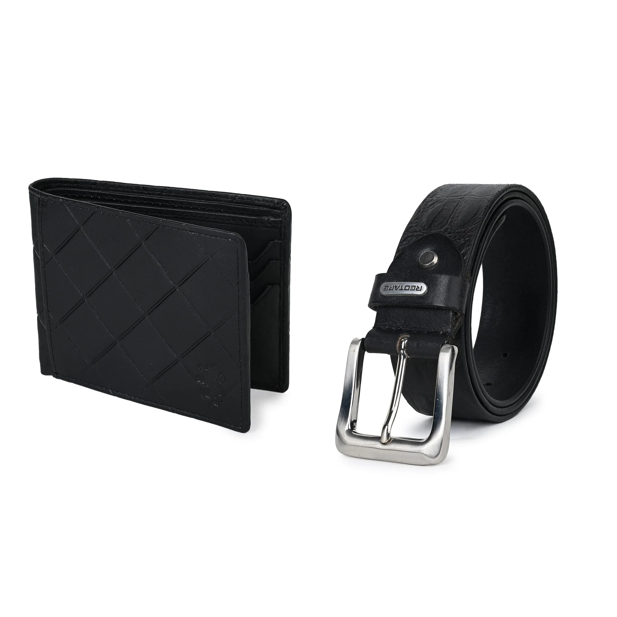 Men's Black Genuine Leather Wallet & Belt Combo Gift Set - Image 2