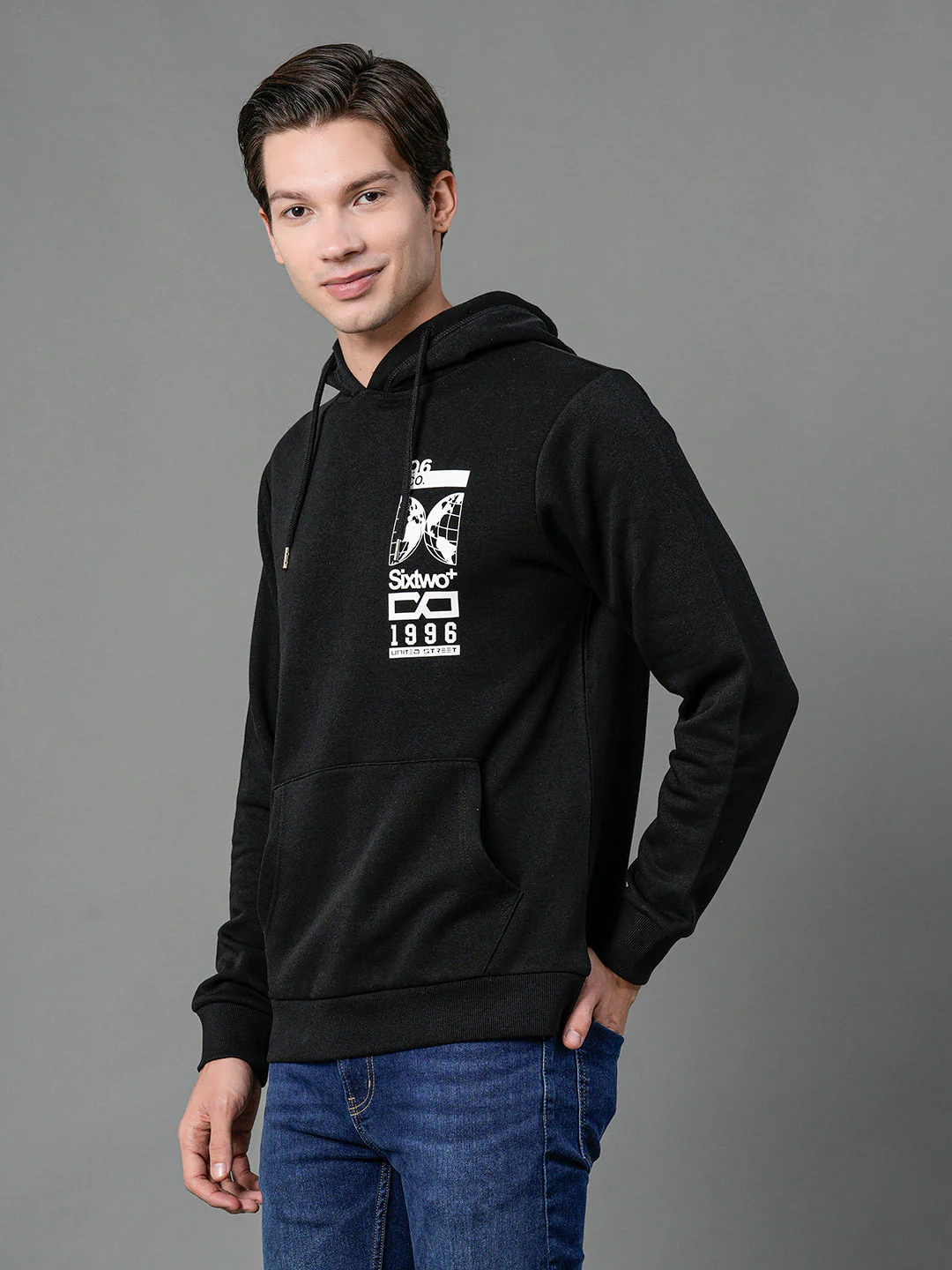Men's Black Graphic Print Hoodie - Image 2