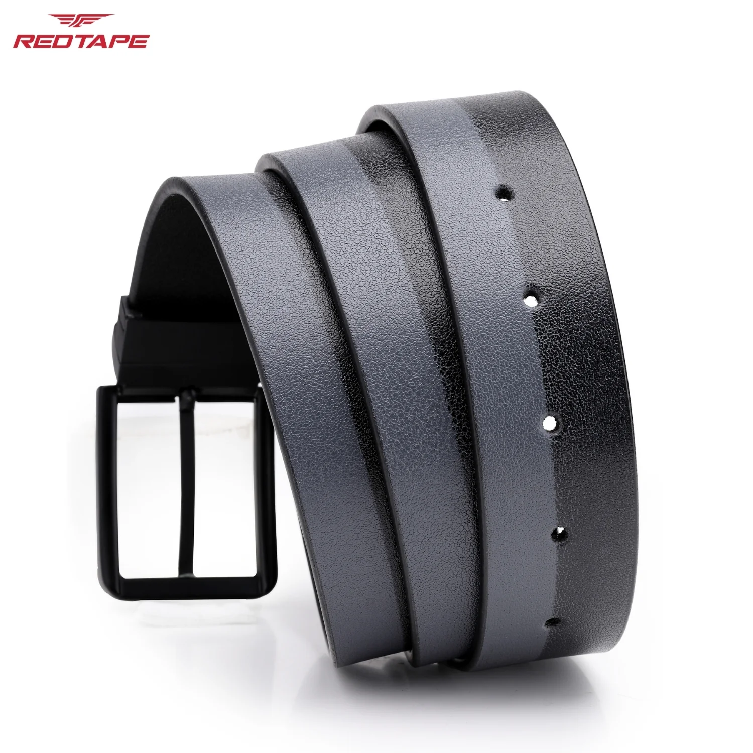 Men's Black Grey Reversible Leather Belt - Image 4