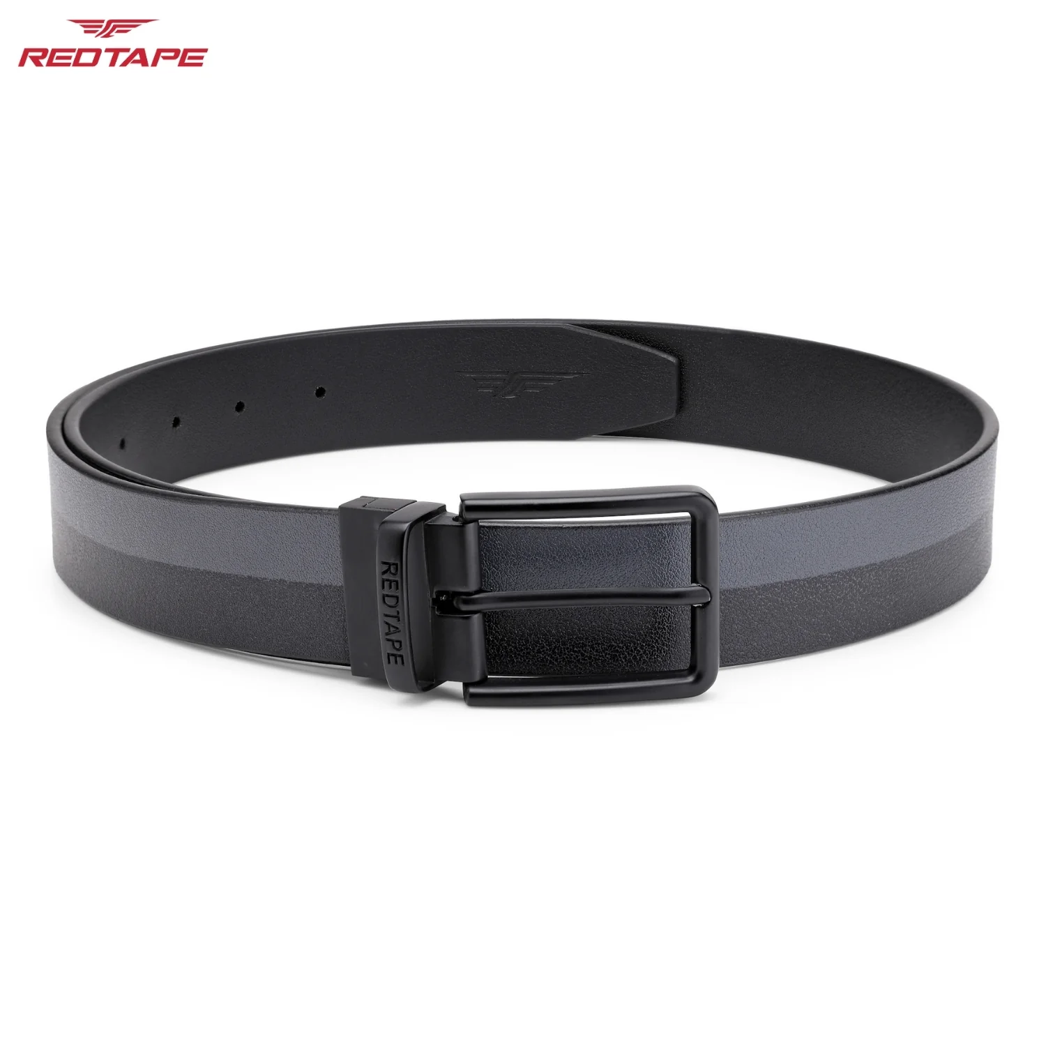 Men's Black Grey Reversible Leather Belt - Image 5