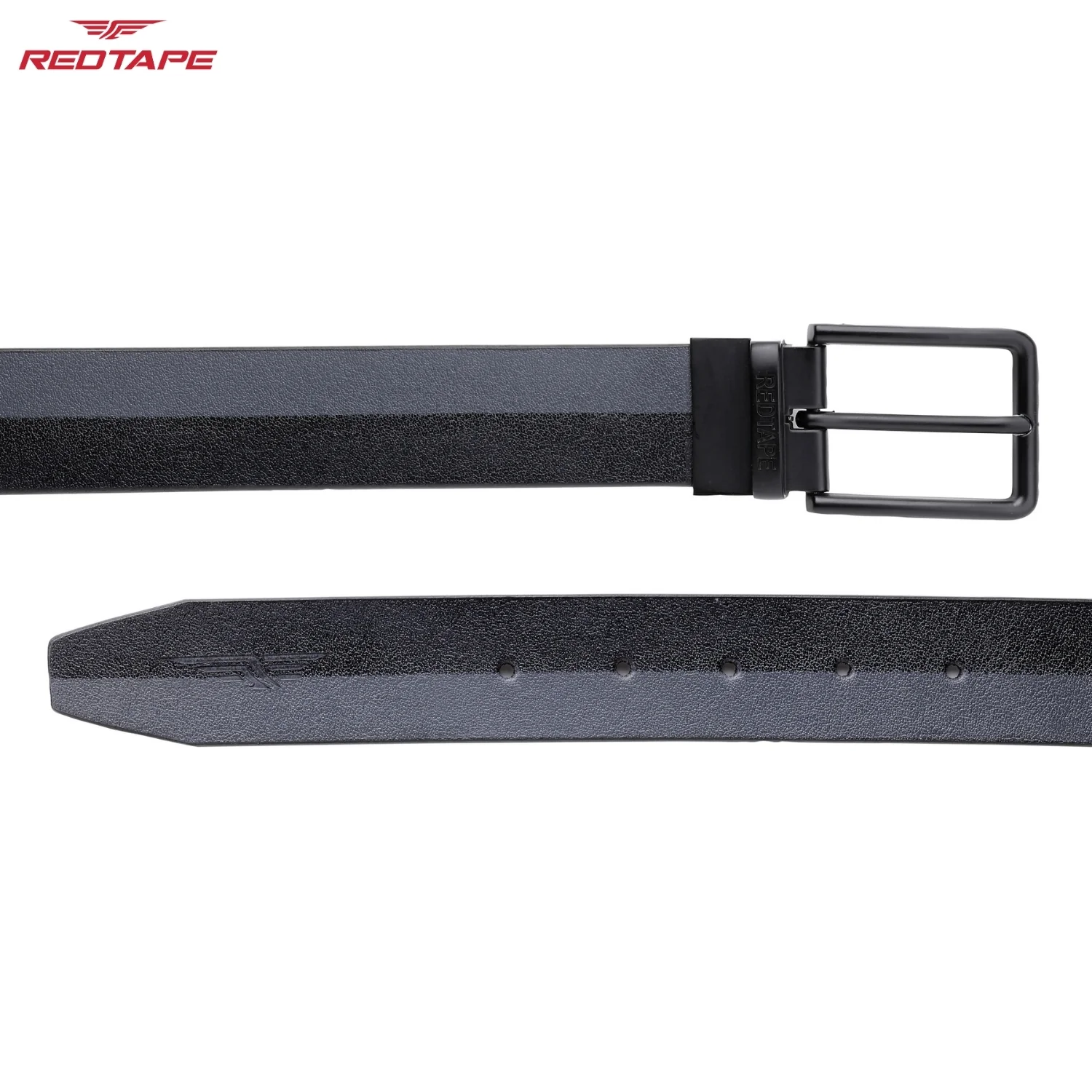 Men's Black Grey Reversible Leather Belt - Image 6