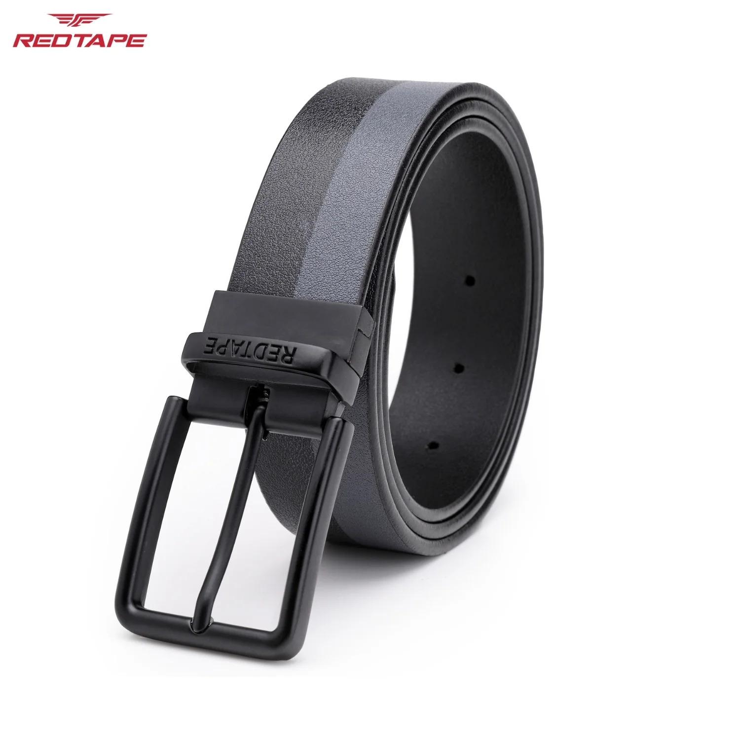 Men's Black Grey Reversible Leather Belt - Image 8