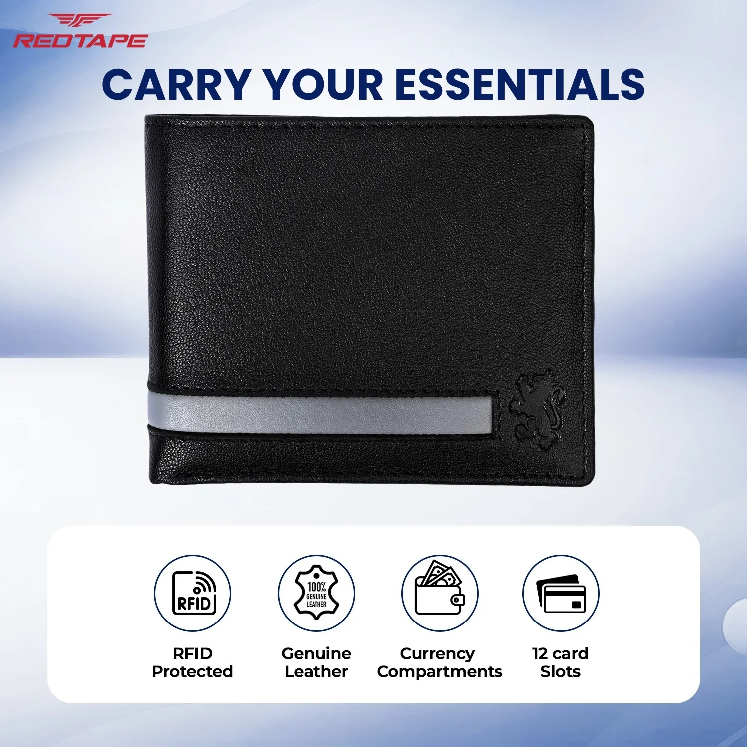 Mens Black & Grey Leather Wallet - Image 4