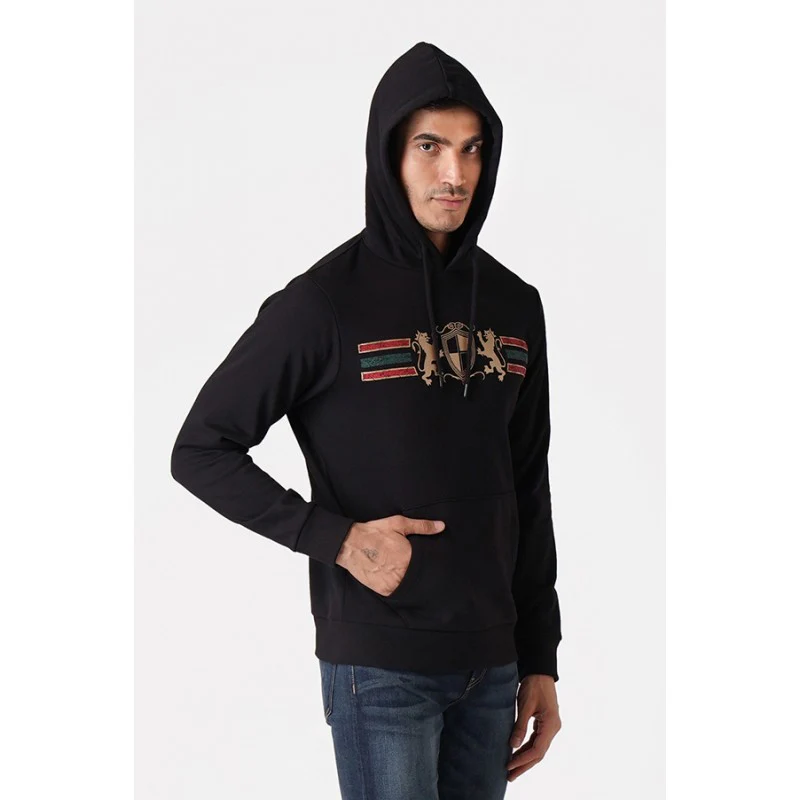 Mens Black Hoodie - Image 2