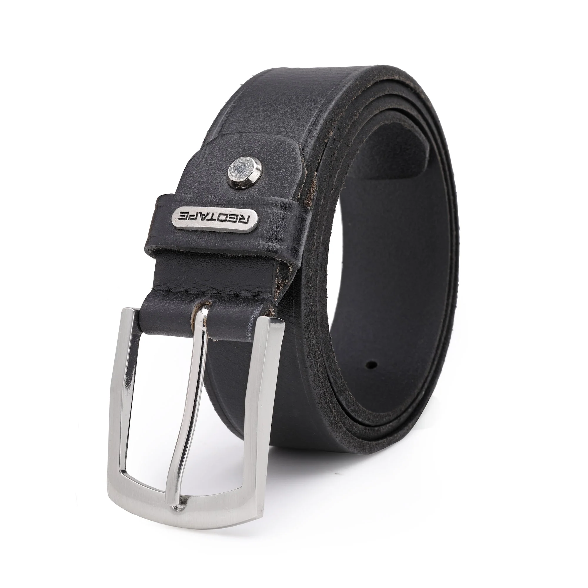 Men's Black Leather Belt - Image 3