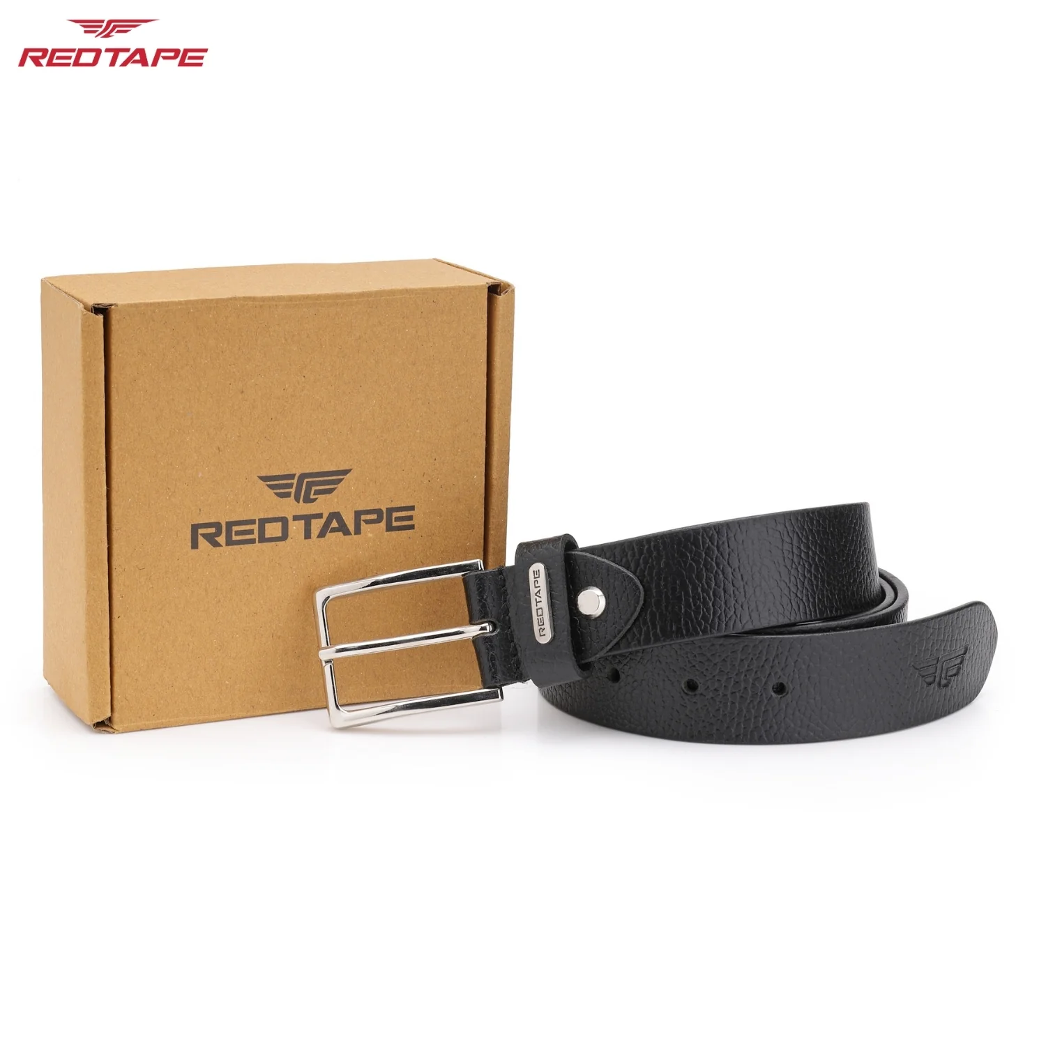 Men's Black Leather Belt - Image 2