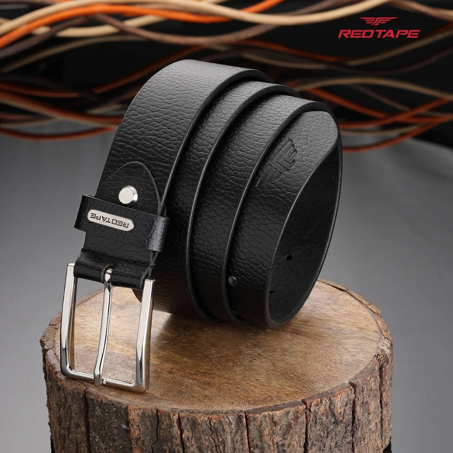 Men's Black Leather Belt - Image 3