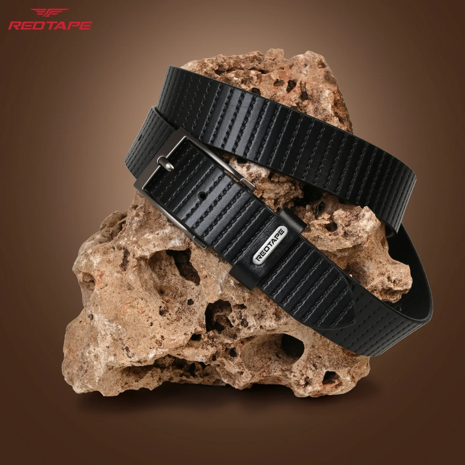 Men's Black Leather Belt - Image 3