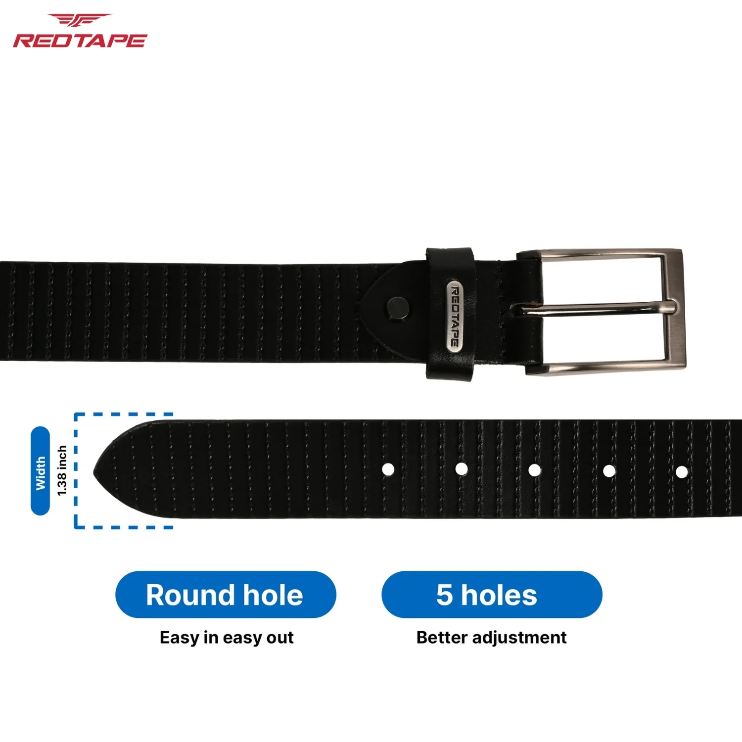 Men's Black Leather Belt - Image 5
