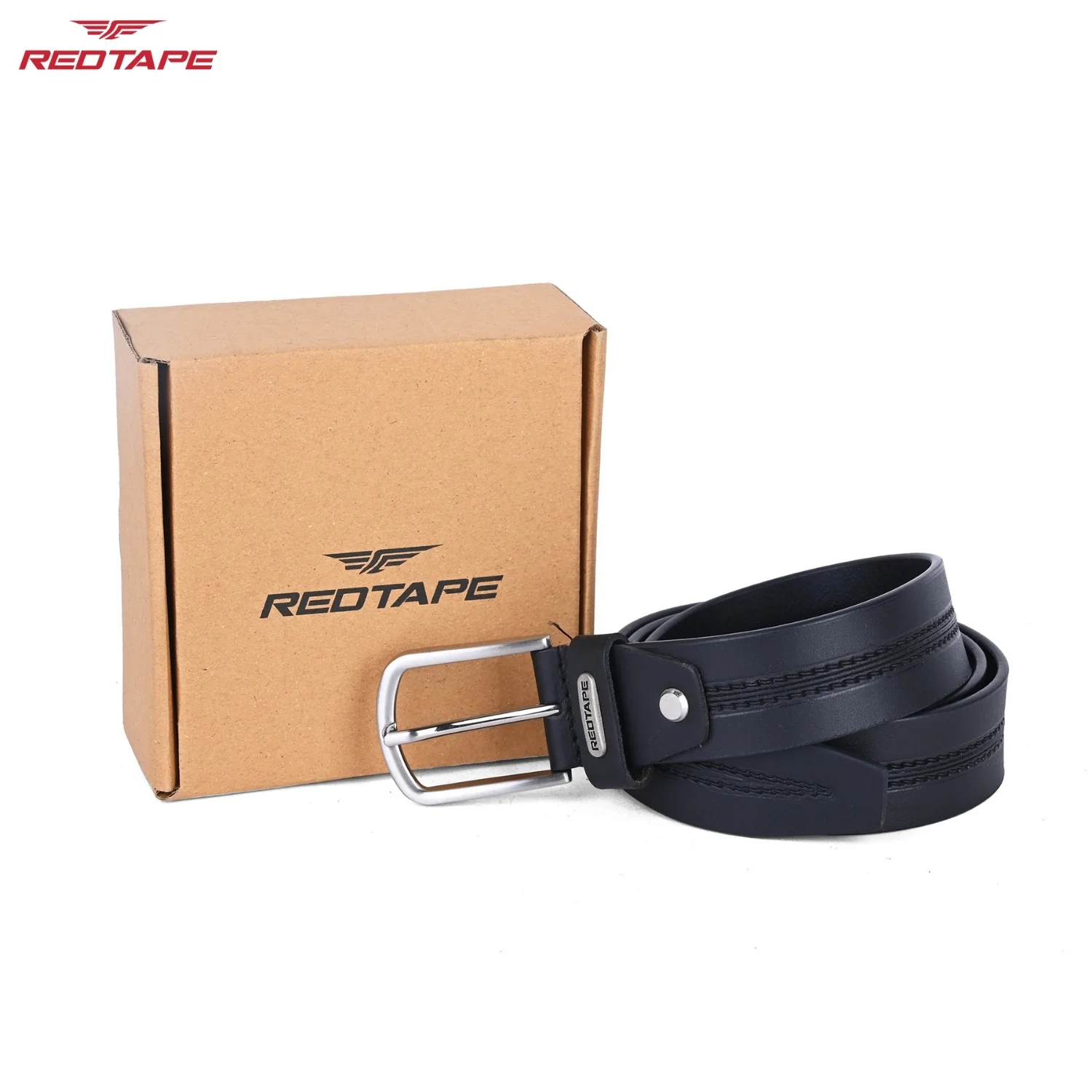 Men's Black Leather Belt - Image 2