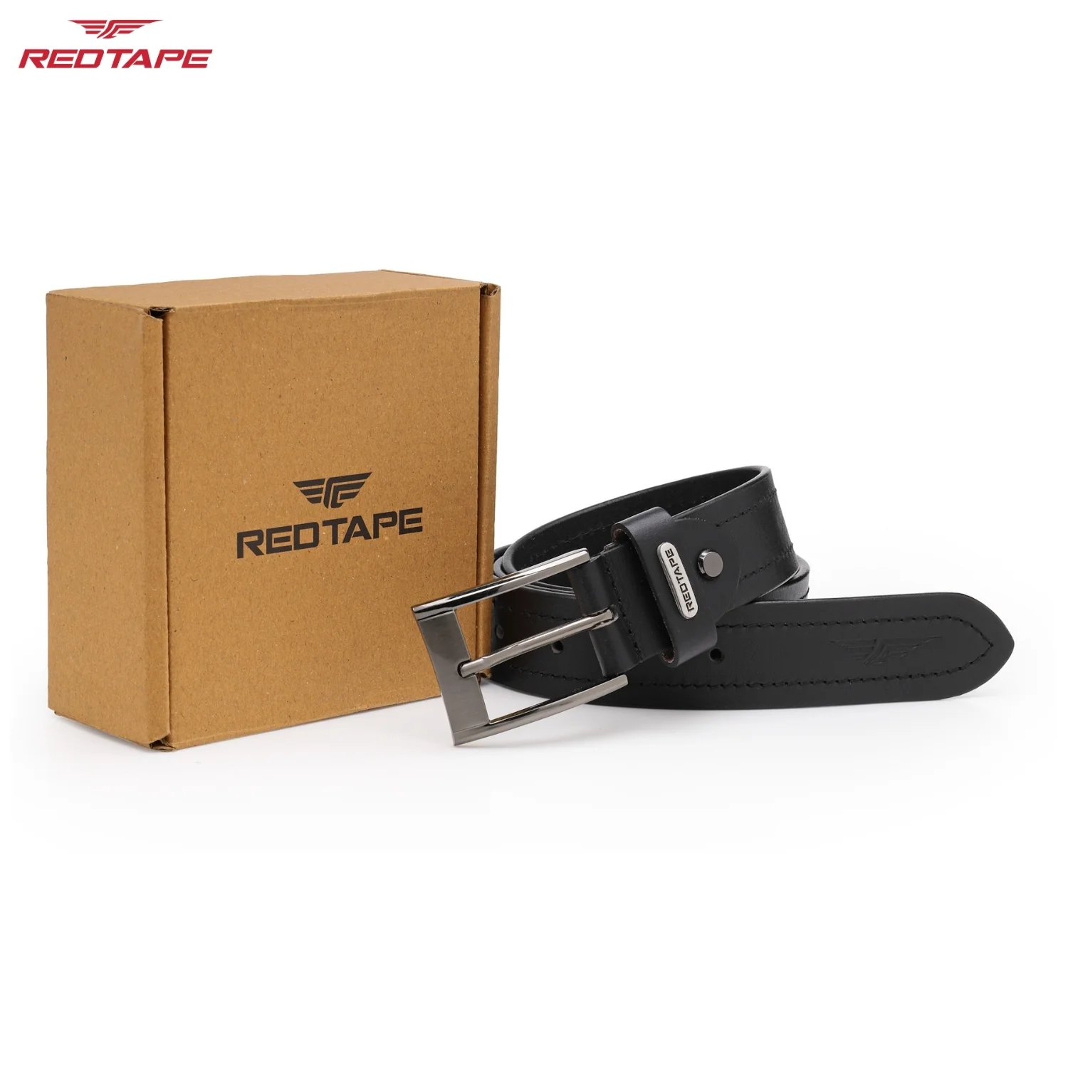 Men's Black Leather Belt - Image 2